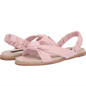 SANCTUARY BLISSFUL LEATHER SLINGBACK FLAT SANDALS. LOTUS PINK/9.5